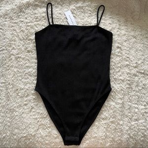 Topshop black ribbed bodysuit